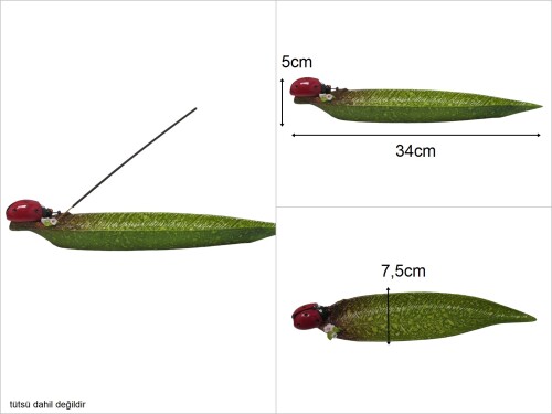 sd47782 dekoratif ugur böceği dekorlu yaprak tütsülük - 