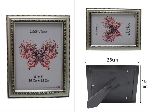 sd47801 dekoratif gümüş pvc fotoğraf çerçevesi 15x21cm - 