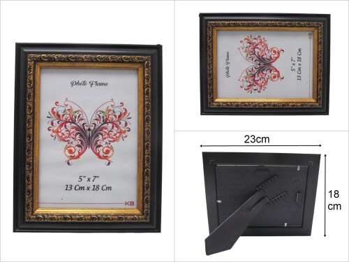 sd47803 dekoratif varaklı siyah pvc fotoğraf çerçevesi 13x18cm - 