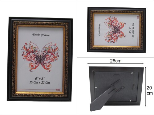 sd47804 dekoratif varaklı siyah pvc fotoğraf çerçevesi 15x21cm - 