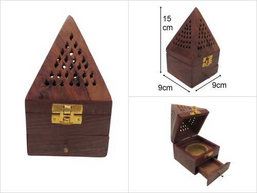 sd47813 ahşap çekmeceli pramit tütsülük - 
