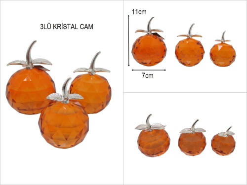sd47977 kristal cam 3 lü renkli elma seti - 