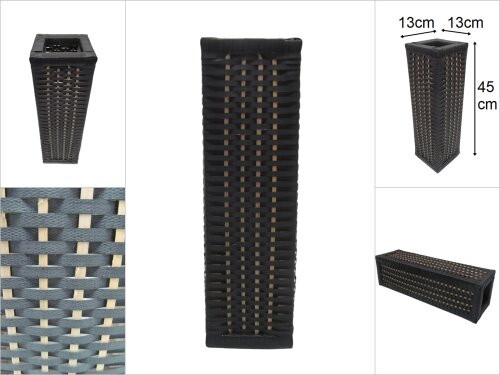 sd48018 ahşap kasalı siyah pvc örgü vazo no:1 - 