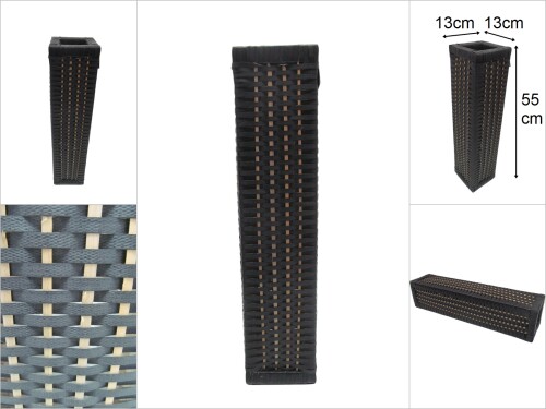 sd48019 ahşap kasalı siyah pvc örgü vazo no:2 - 