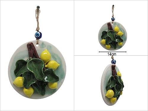sd48087 limon dalı dekorlu el yapımı seramik duvar aksesuarı - 