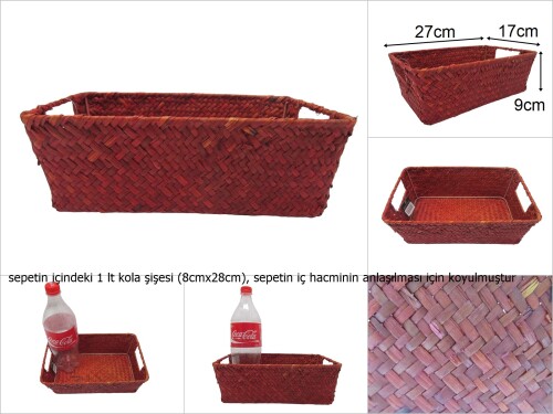 sd48115 dekoratif dikdörtgen no1 düzenleyici renkli hasır sepet - 