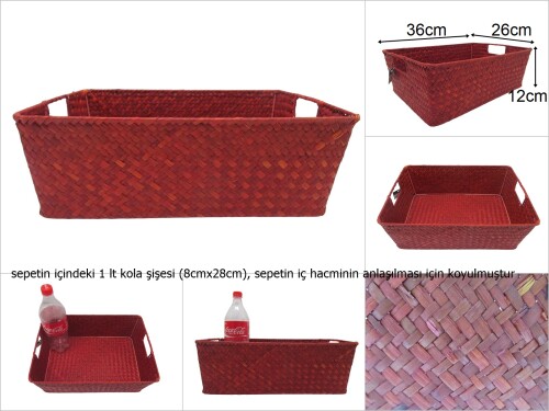 sd48118 dekoratif dikdörtgen no4 düzenleyici renkli hasır sepet - 