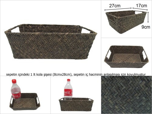 sd48123 dekoratif dikdörtgen no1 düzenleyici renkli hasır sepet - 