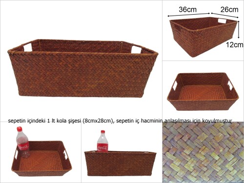 sd48130 dekoratif dikdörtgen no4 düzenleyici renkli hasır sepet - 