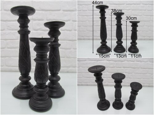 sd48173 dekoratif ahşap 3 lü mumluk - 
