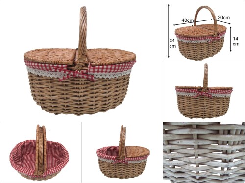 sd48190 kapaklı oval söğüt piknik sepeti - 