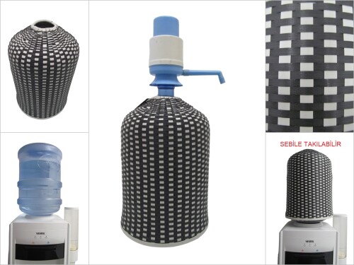 sd48195 el örgüsü siyah beyaz plastik damacana kılıfı (19lt) - 