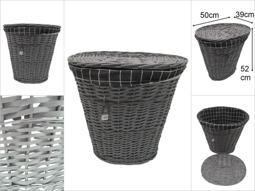 sd48198 oval kapaklı derin gri sepet - 