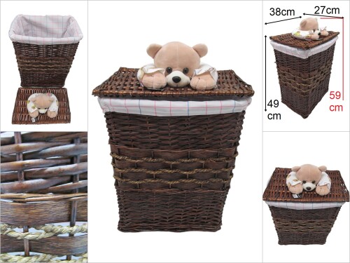 sd48215 no1 kahverengi köşeli peluşlu,çocuk odası sepeti - 