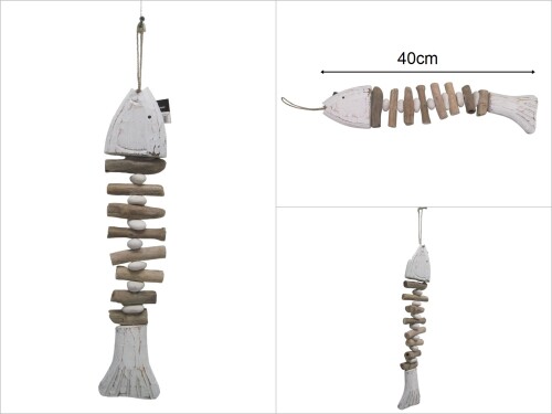 sd48316 taşlı beyaz ahşap kılçık balık - 