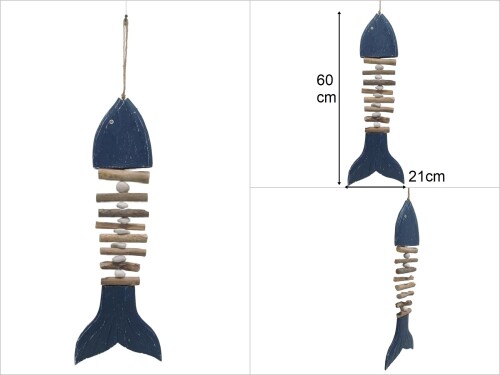 sd48337 taşlı mavi ahşap kılçık balık - 