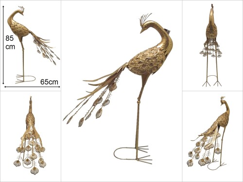 sd48427 dekoratif eskitme gold metal tavus kuşu obje - 