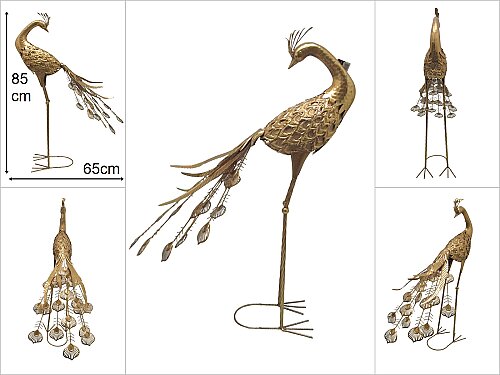 sd48427 dekoratif eskitme gold metal tavus kuşu obje - 