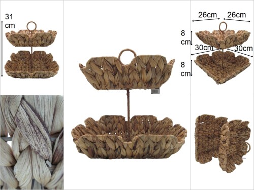 sd48436 dekoratif iki katlı hasır sepet - 