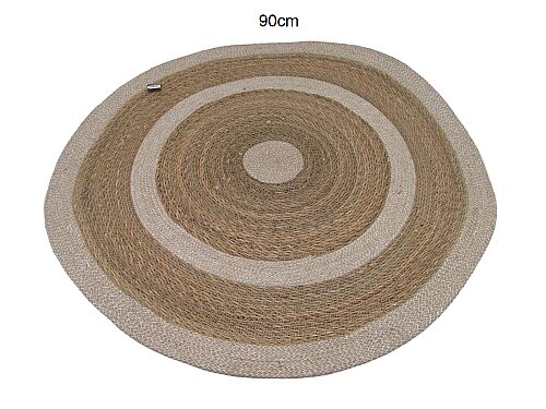 sd48446 dekoratif hasır ve bej pamuk ip dokuma halı paspas 90 cm - 