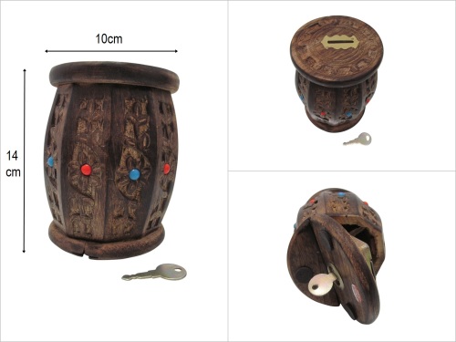 sd48536 no:1 ahşap el boncuklu fıçı kumbara - 