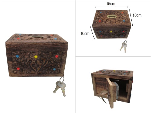 sd48541 no:2 ahşap el boncuklu kumbara - 
