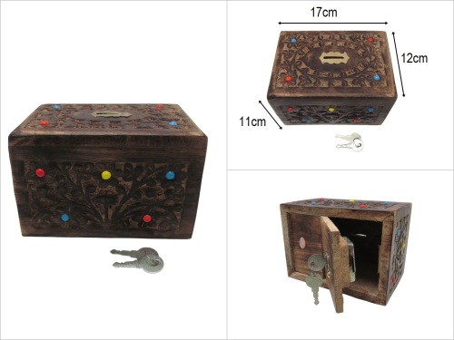 sd48542 no:3 ahşap el boncuklu kumbara - 