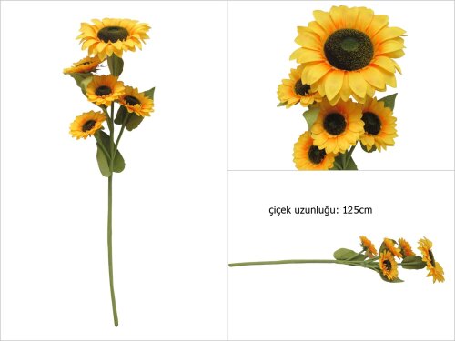 sd48572 dekoratif yapay 5 kafa ayçiçeği dalı - 