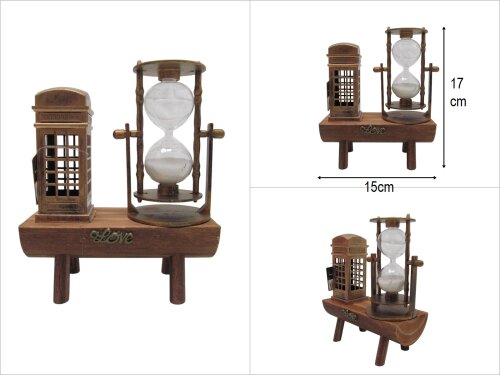 sd48620 kütük standlı telefon kulübesi dekorlu kum saati - 