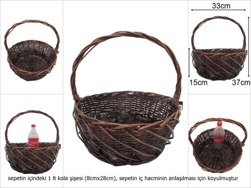 sd48681 üstten saplı dekorlu no2 yuvarlak söğüt sepet - 