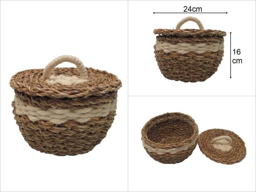 sd48694 dekoratif kapaklı no1 hasır sepet - 