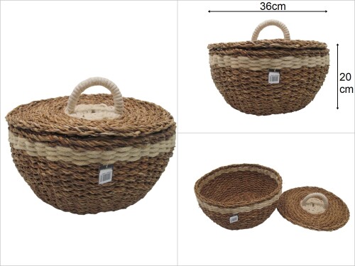 sd48696 dekoratif kapaklı no3 hasır sepet - 