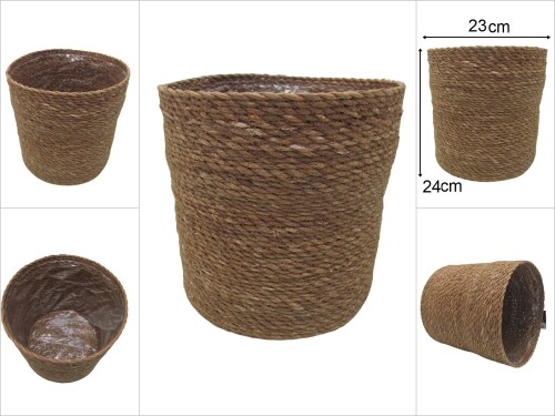 sd48701 dekoratif no5 yuvarlak derin hasır sepet - 