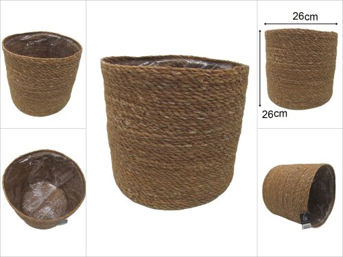 sd48702 dekoratif no6 yuvarlak derin hasır sepet - 