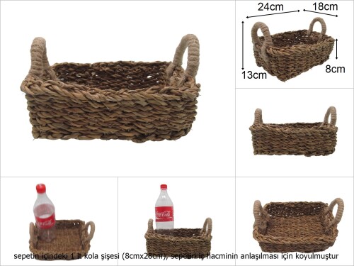 sd48705 dekoratif dikdörtgen kulplu no1 hasır sepet - 