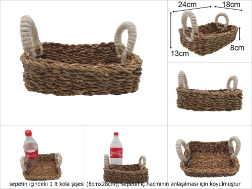 sd48710 dekoratif dikdörtgen kulplu no1 hasır sepet - 