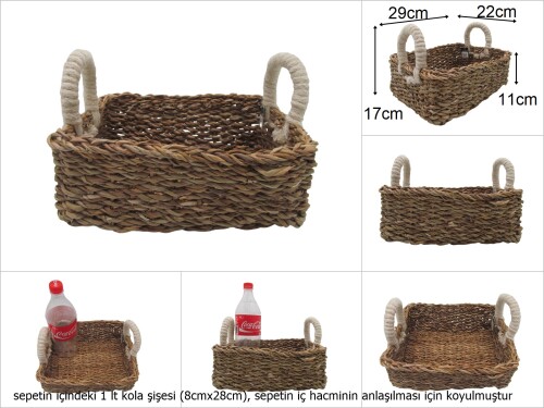 sd48711 dekoratif dikdörtgen kulplu no2 hasır sepet - 