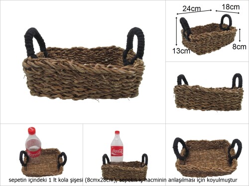 sd48715 dekoratif dikdörtgen kulplu no1 hasır sepet - 