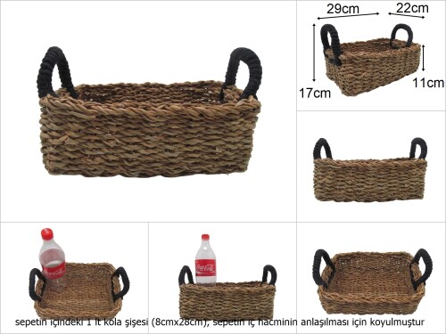 sd48716 dekoratif dikdörtgen kulplu no2 hasır sepet - 