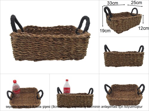 sd48717 dekoratif dikdörtgen kulplu no3 hasır sepet - 