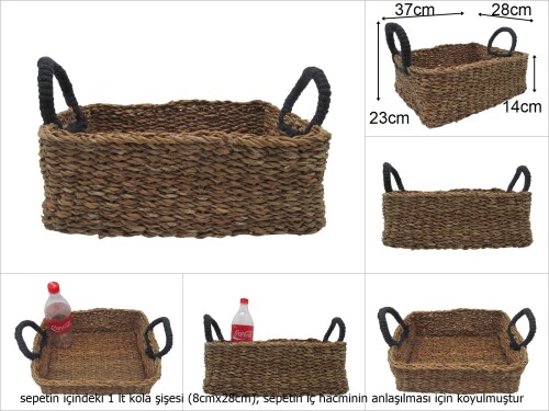 sd48718 dekoratif dikdörtgen kulplu no4 hasır sepet - 