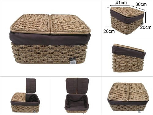 sd48721 dekoratif kapaklı hasır sepet kutu - 