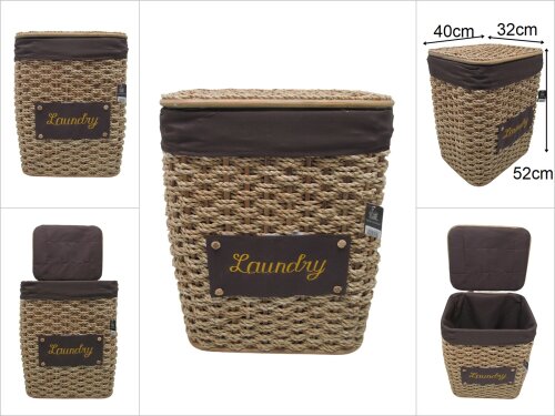 sd48722 dekoratif kapaklı no1 derin hasır çamaşır sepeti - 