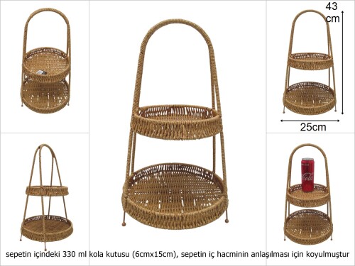sd48816 pvc rattan örme 2 katlı yuvarlak sunum - 