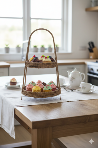 sd48816 pvc rattan örme 2 katlı yuvarlak sunum - 2