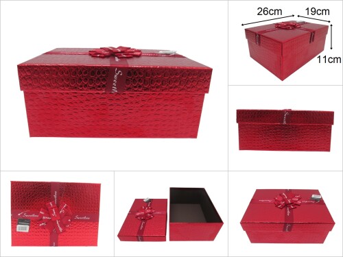 sd48824 parlak kırmızı kabartma ciltli no4 dikdörtgen hediye kutusu - 