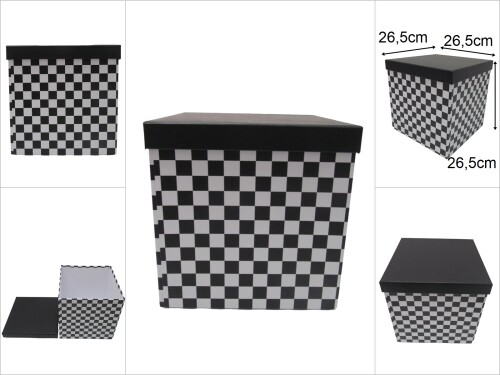 sd48890 damalı kareküp derin no10 hediye saklama kutusu - 