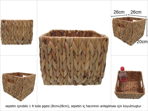 sd48911 dekoratif kare no1 düzenleyici hasır sepet - 