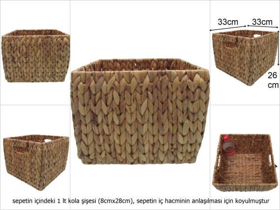 sd48913 dekoratif kare no3 düzenleyici hasır sepet - 1