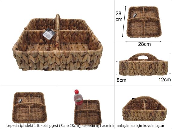 sd48923 üstten saplı kare bölmeli hasır sepet - 1
